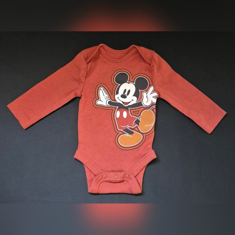 Disney Jumping Bean Retro Mickey Mouse Long Sleeve One Piece US Size Newborn